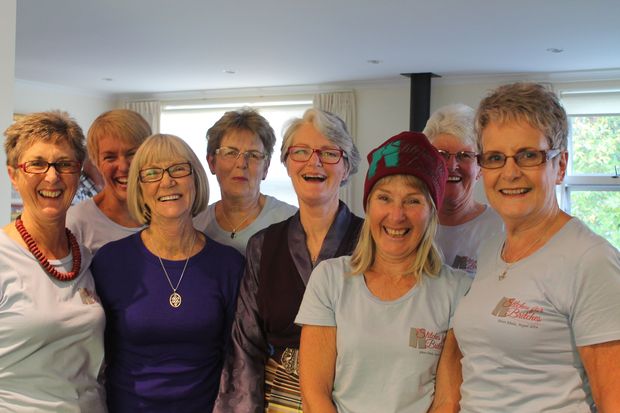 Sewing The Stitches for Britches team from left Sally Masson Julie Owen Elle Bray Marie Grace Robin Drake Isobel Rose Kathy Farley Rachel McKean